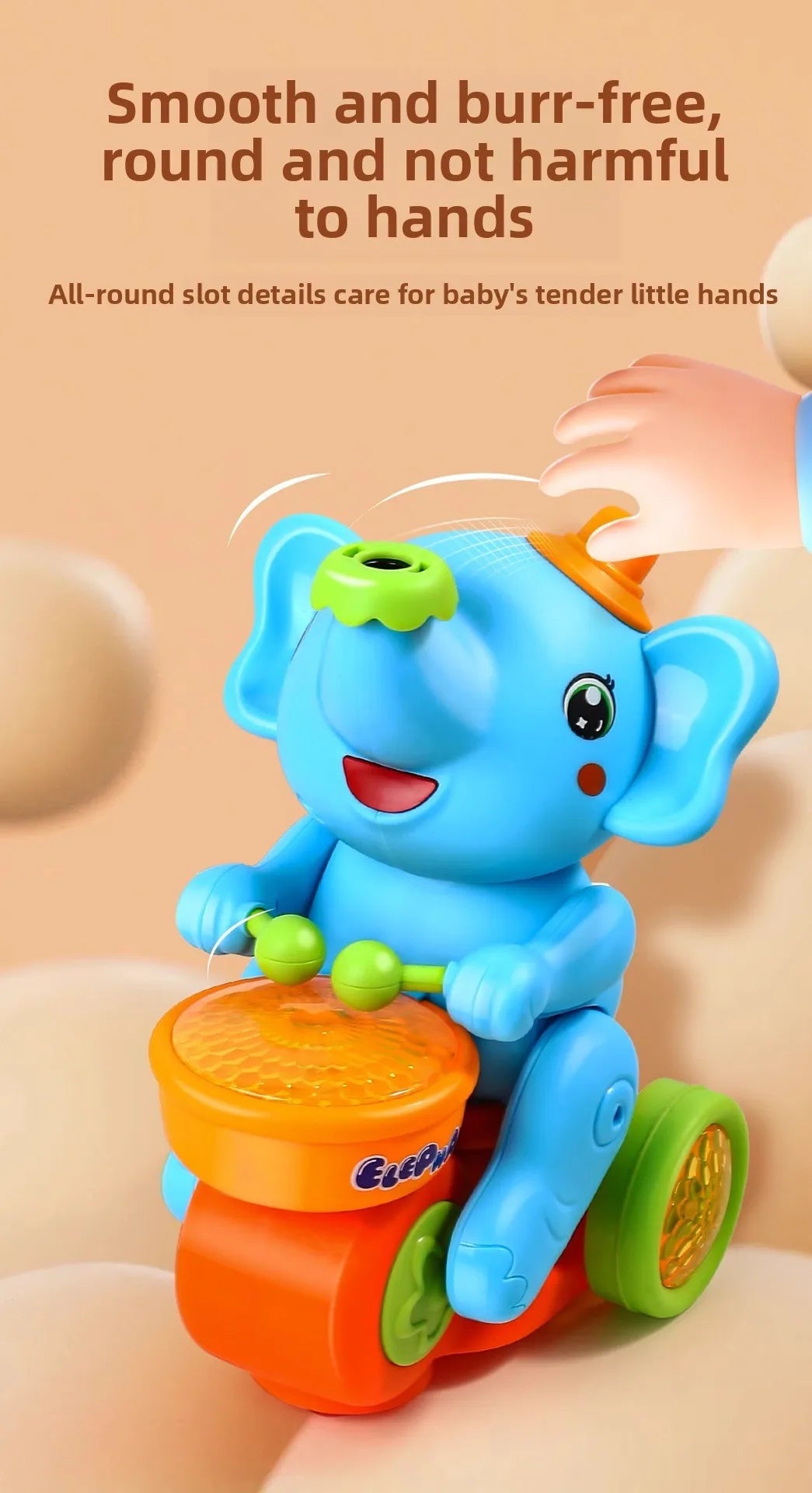 Musical Walking Elephant Drummer Toys for  Kid Musical Toy with LED Light Music Sensory Activity Toys Learning Educational Toys