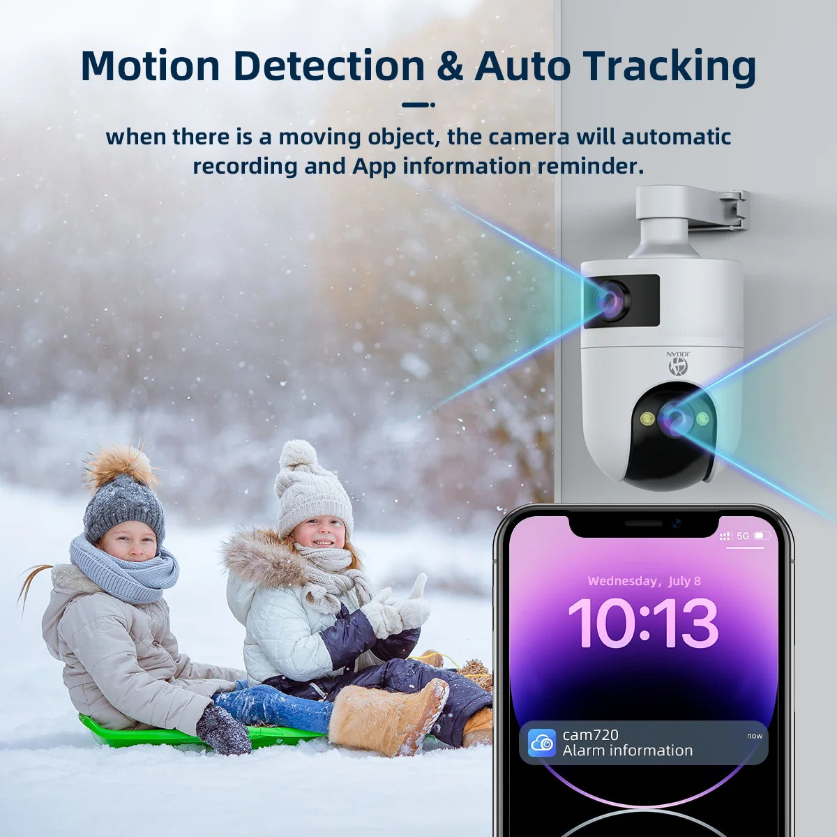 JOOAN 6MP HD 5G WiFi Outdoor Camera Dual Lens Dual Screen Home Security PTZ IP Camera Auto Tracking Video Surveillance Camera