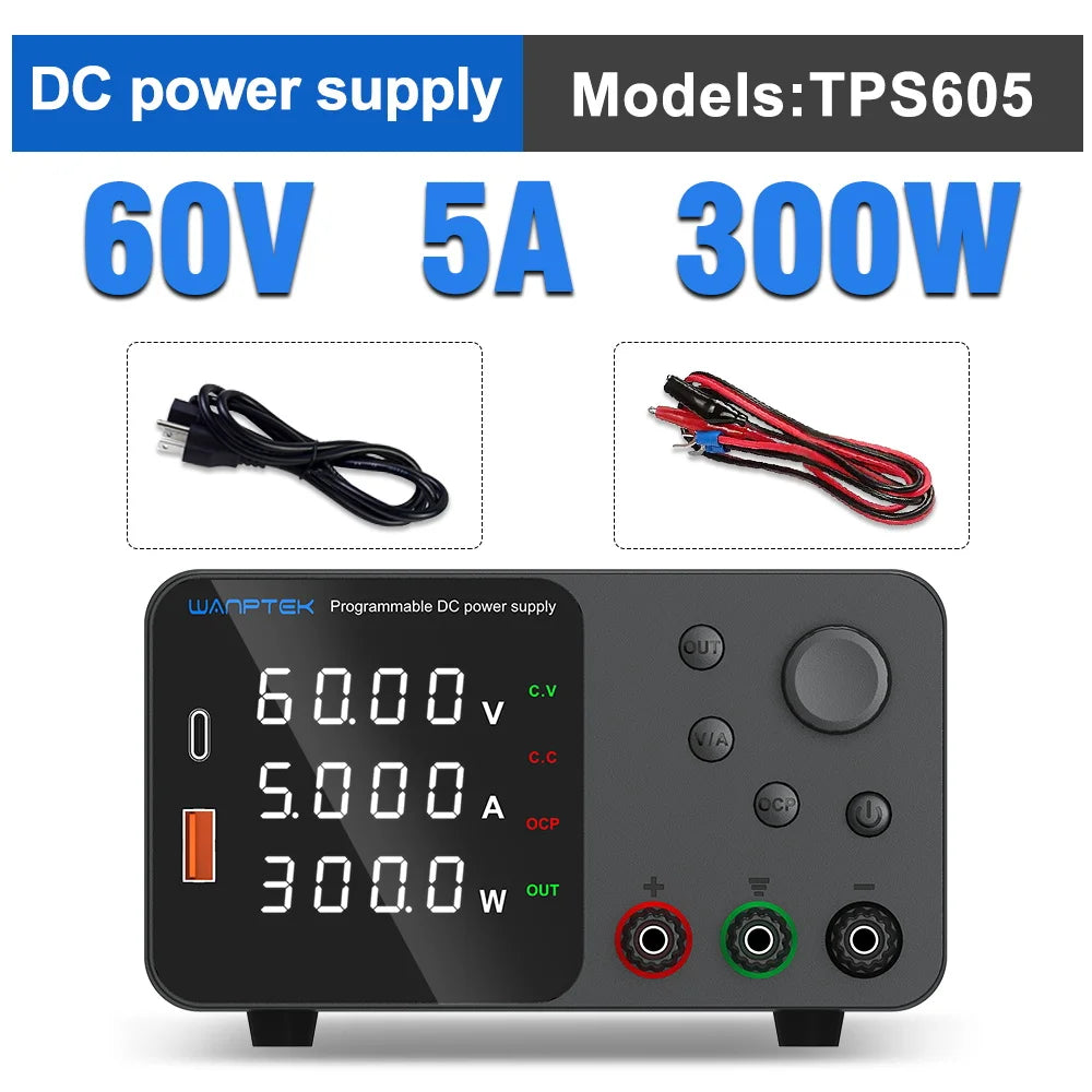 Wanptek Adjustable Lab DC power supply 30V 5A 10A 60V 5A Bench Power Source Stabilized Voltage USB power supply 120V 3A 160V 2A