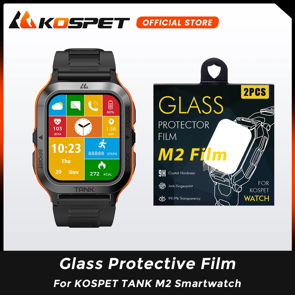 Original Tempered Glass Film for KOSPET TANK M2 Smartwatch Glass Protective Film 1 Set Screen Protetor Smart Watch Accessories