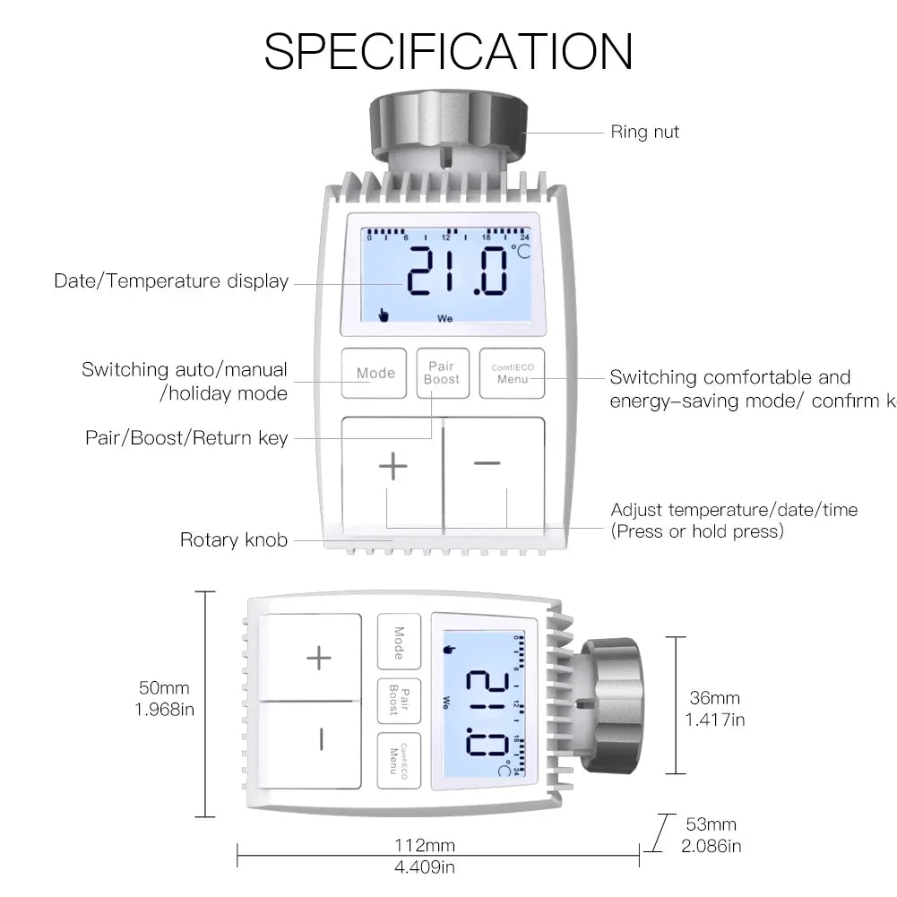 MOES Tuya ZigBee3.0 Radiator Actuator Valve Smart Thermostat Temperature Controller Internal Sensor TRV Voice Control with Alexa