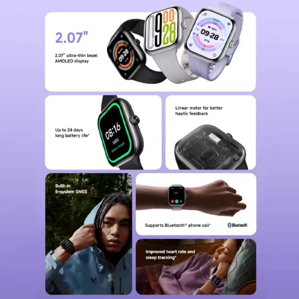 Xiaomi Redmi Watch 5 Global Version 2.07" 60Hz AMOLED Screen Built-in GNSS Bluetooth Call 150+ Sports Modes 24 Days Battery Life