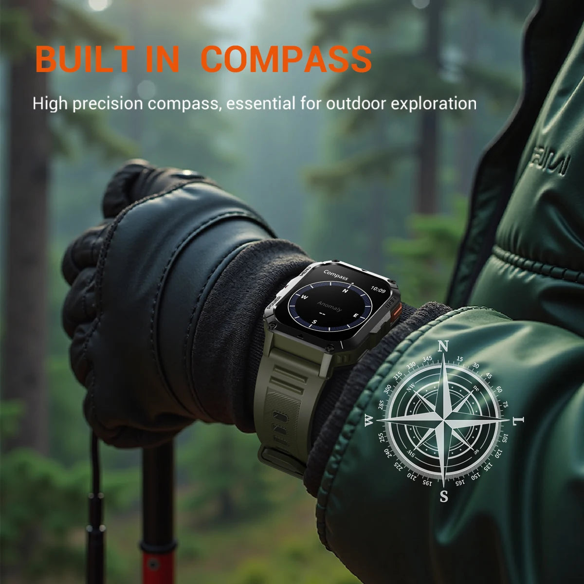 Blackview 2025 New  Waterproof Rugged Smart Watch W70 Pro 900mAh Rugged Smart Watch for Outdoor With Emergency Lighting, Compass
