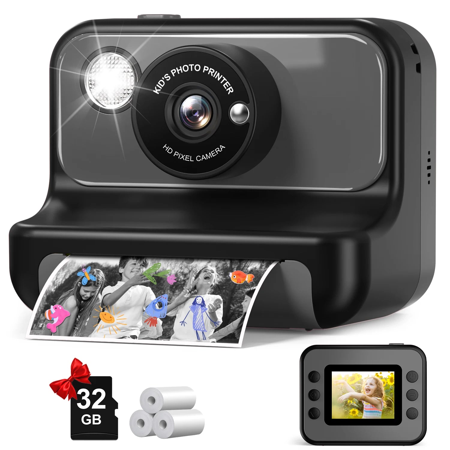Kids Camera Instant Print 1080P HD Thermal Printing Camera 2.4 Inch Mini Digital Camera Toy For Toddle