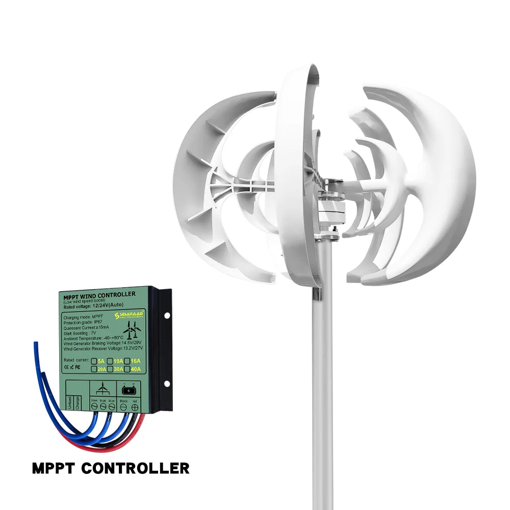 5000W Vertical Wind Turbine 12V 24V 48V Small Windmill Free Energy 220V Household Farm Sent To MPPT Controller