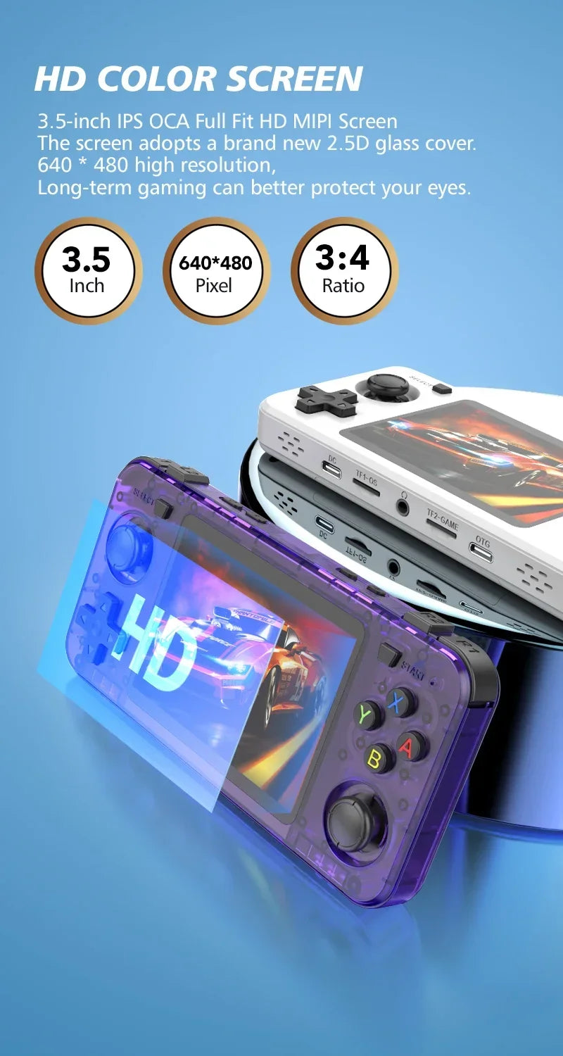 BOYHOM R36H Dual-RAM & Genuine Linux ARKOS Retro Handheld Classic Game Consoles 3.5 inch IPS Screen Portable Video Player