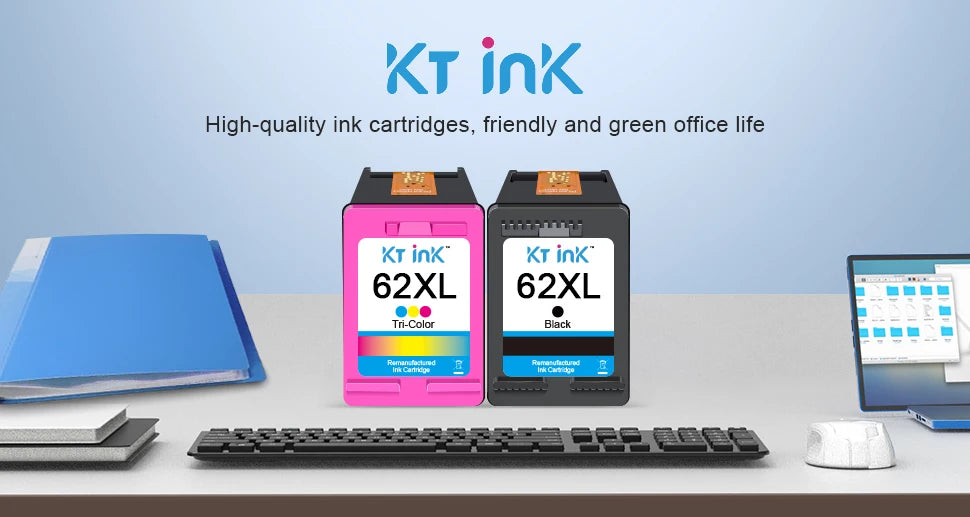 Ink 62 XL Cartridge Compatible for 62XL hp Printer Ink Black Tri-Color for Envy 5540 5640 7640 8000 Officejet 5740 200 250 8040