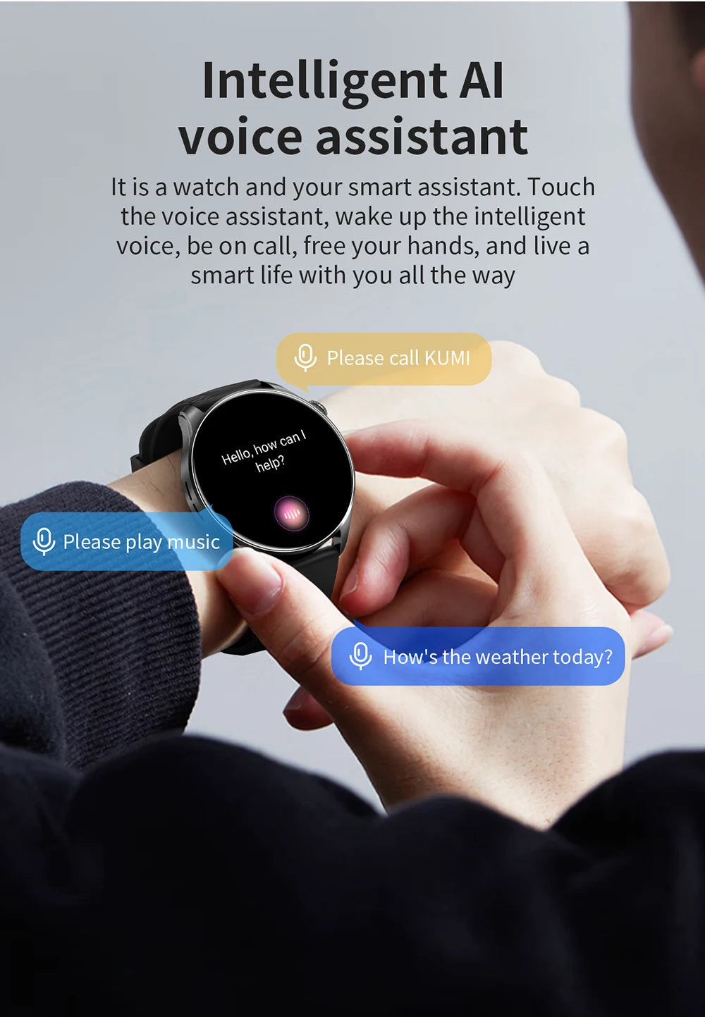 KUMI GW3 Pro Smartwatch 1.43" AMOLED Display IP68 Waterproof Bluetooth 5.2 Fitness Watch Heart Rate Blood Oxygen Tracker