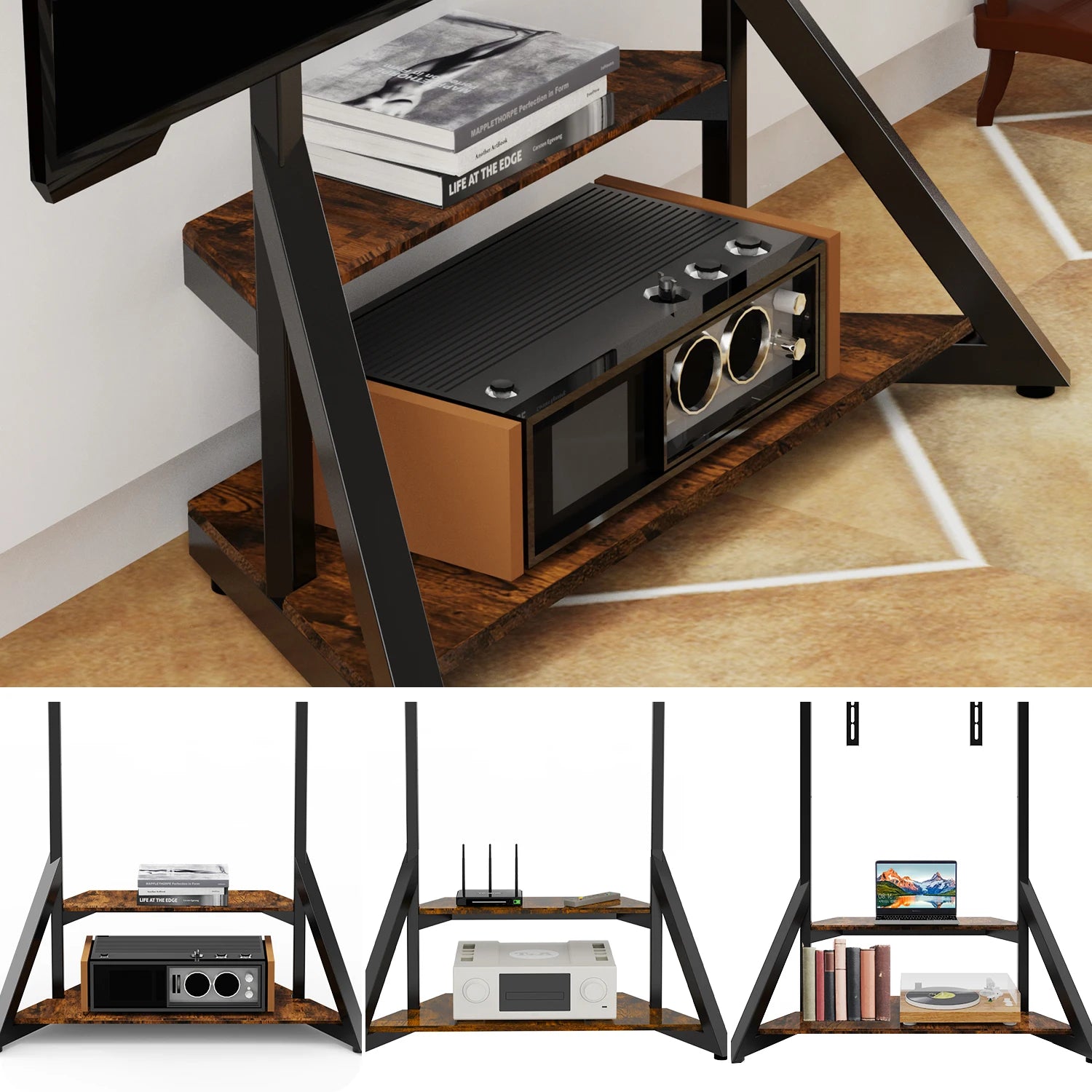 Adjustable Height Rolling Floor TV Stand Industrial Television TV Mount for 40-75 LCD LED Max Load 80KG
