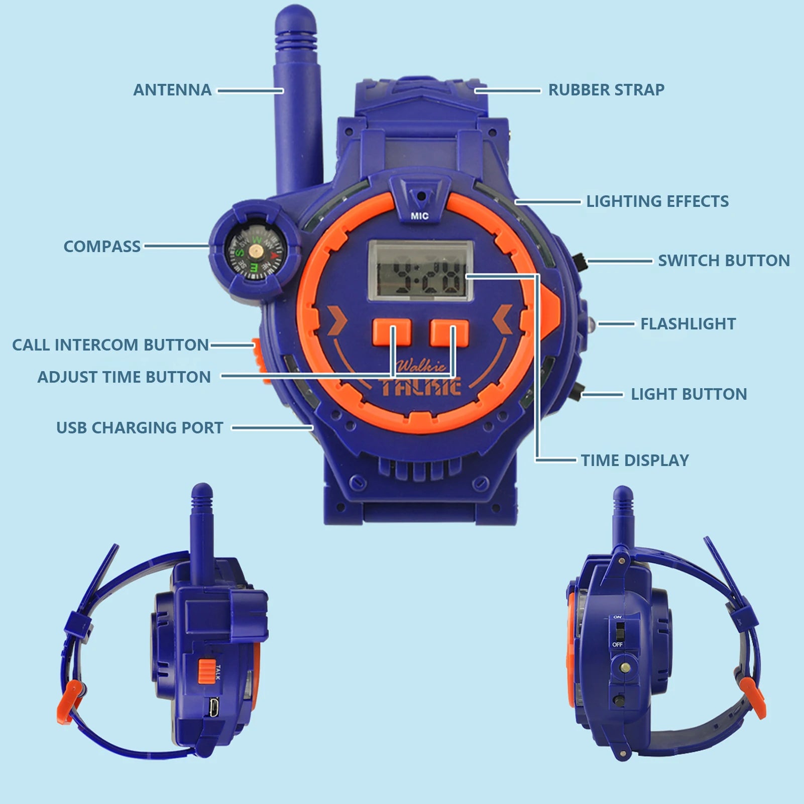 Kids Walkie Talkie Watch Walkie Talkies For Kids 2 Pack Two Way Walkie-Talkie For Boys & Girls Rechargeable Walky Talky With