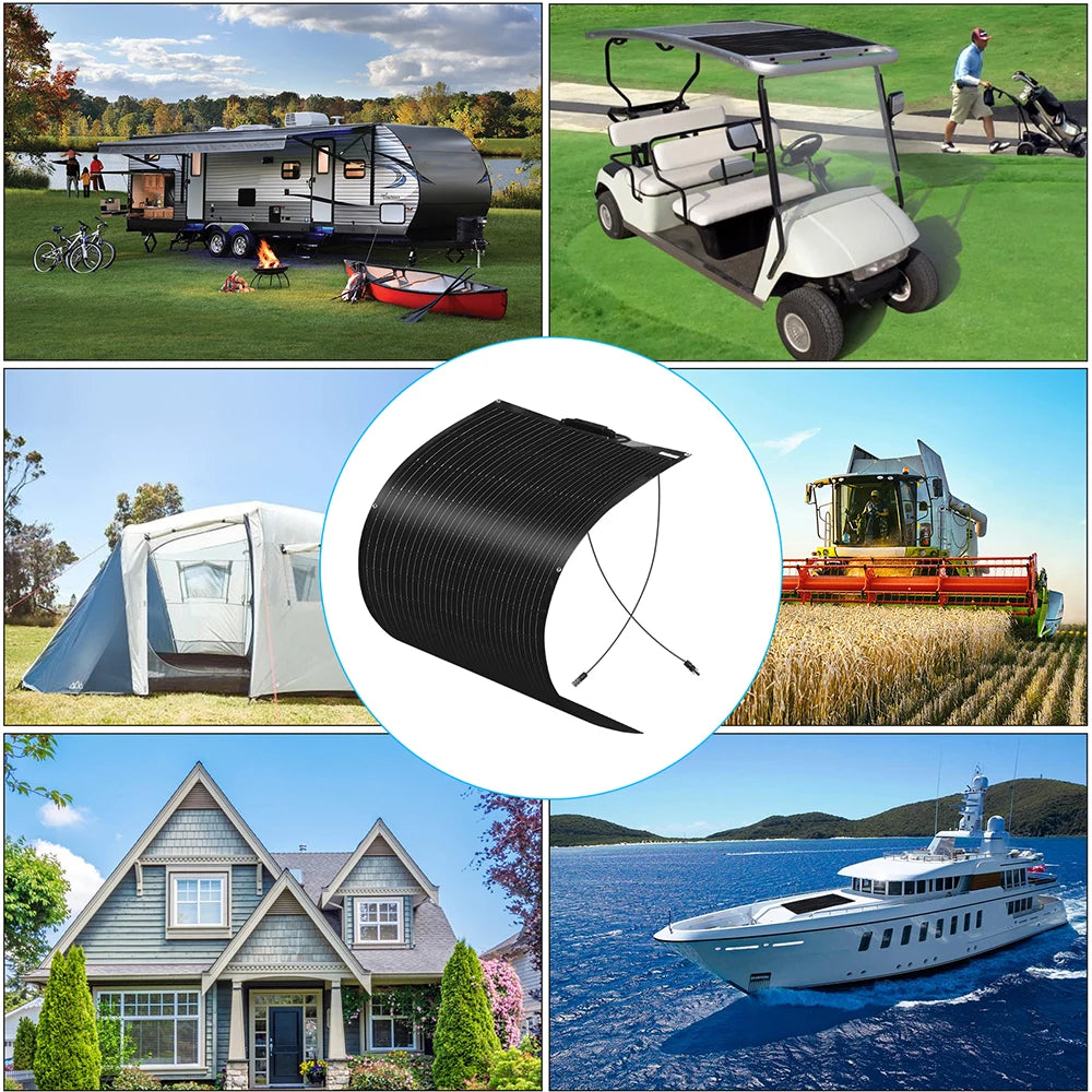 XINPUGUANG Flexible Solar Panel OR Monocrystalline Solar Battery Charger Kit Off- Grid System 1000W, 600W,400W,200W,100W