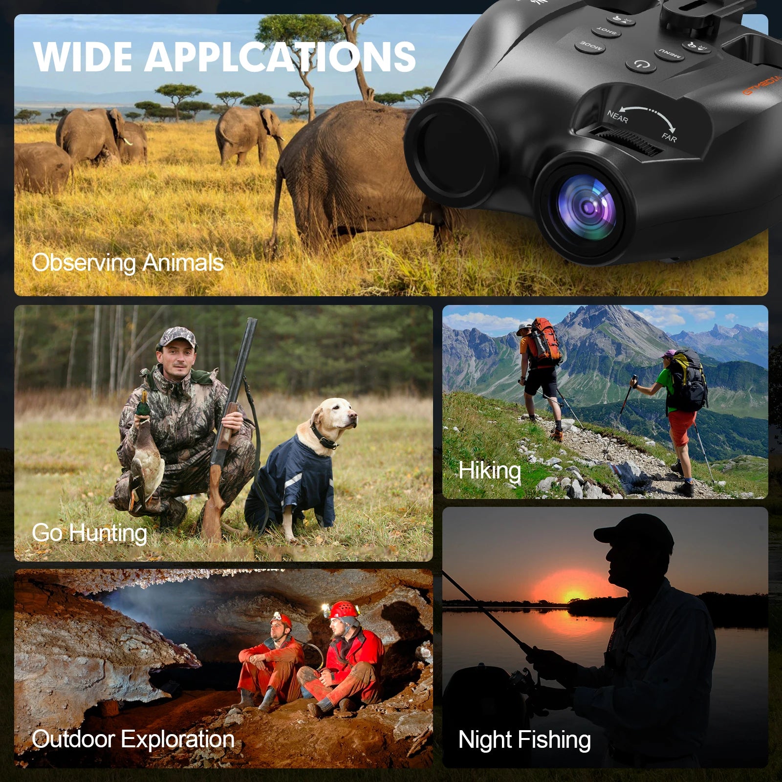 Gtmedia N4 Night Vision Binoculars Featuring Adjustable Brightness 5x Zoom And 1080p Video Recording For Outdoor Adventures