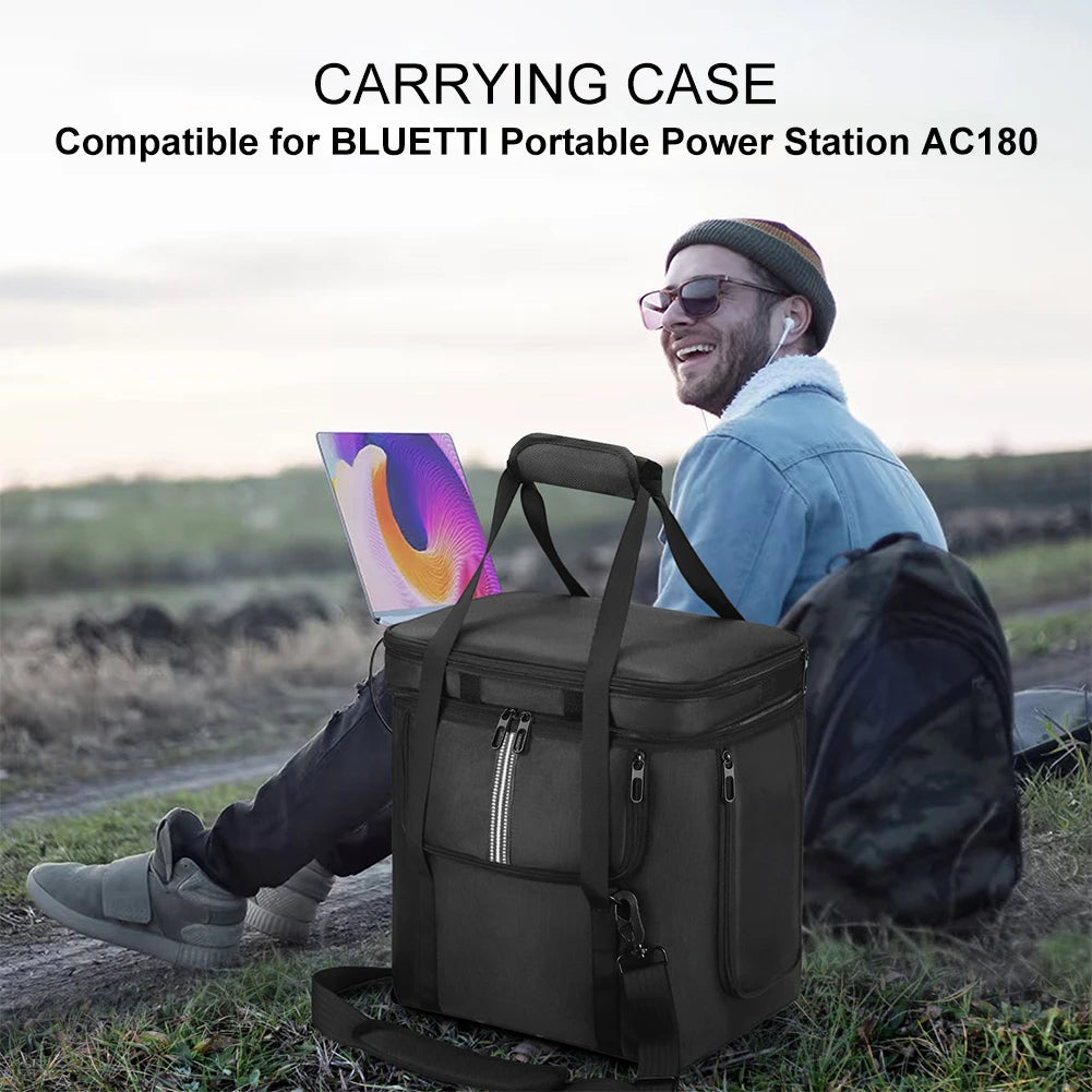 Carrying Case for BLUETTI Portable Power Station AC180 Bag Waterproof Anti-drop with Shoulder Strap & Handle Protective Case