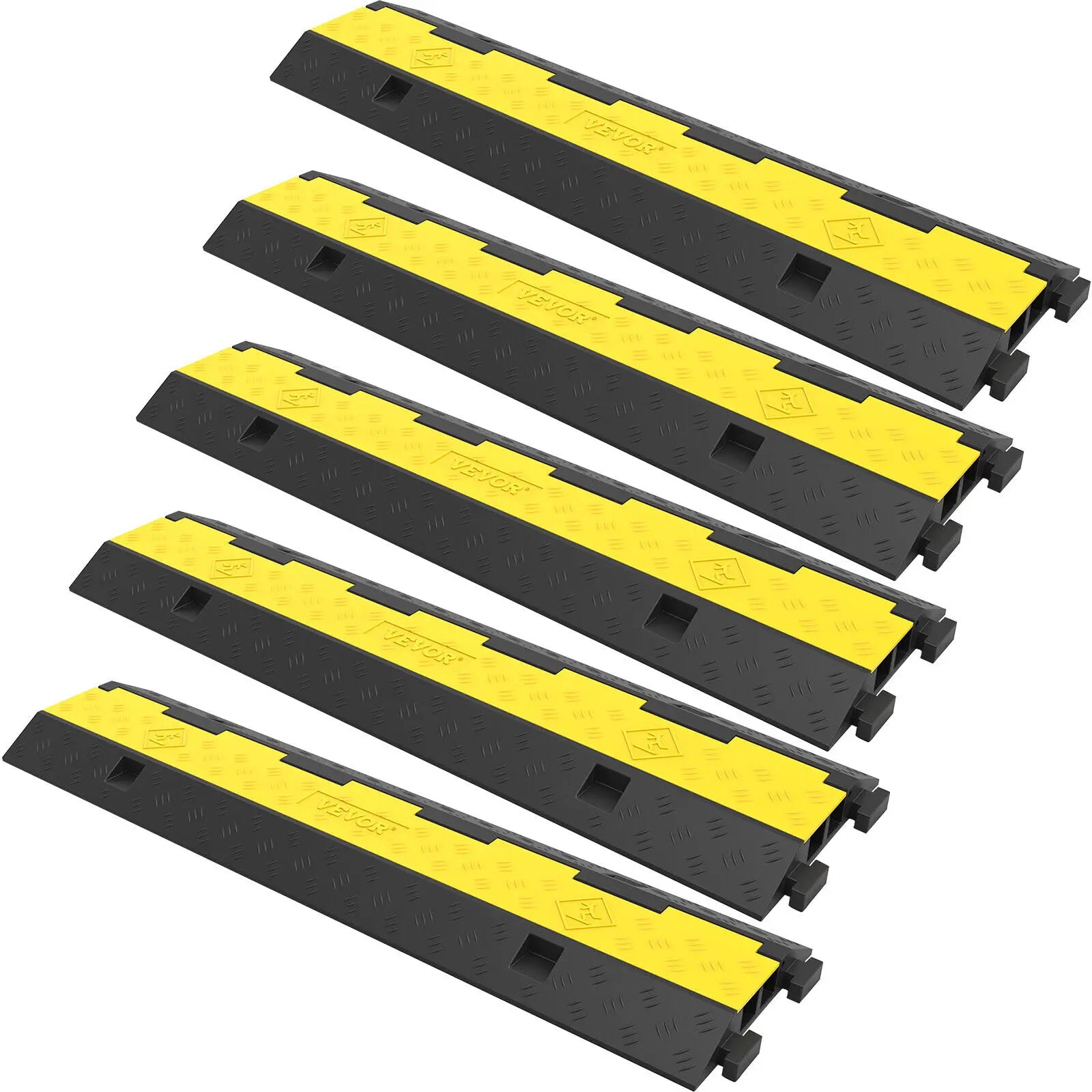 SucceBuy Cable Protector Ramp Wire Cable Cover Cord Guard 2 Channels Rubber + PVC 11000LBS Speed Bump Parking Driveway Traffic