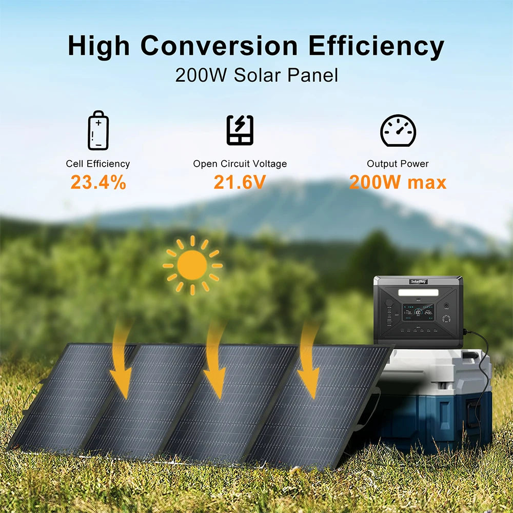 Solar Generator 2160WH 2304WH Long-life LiFePO4 Portable Power Station & 200W Solar Panel  for Home Campervan Up to 2400W Output