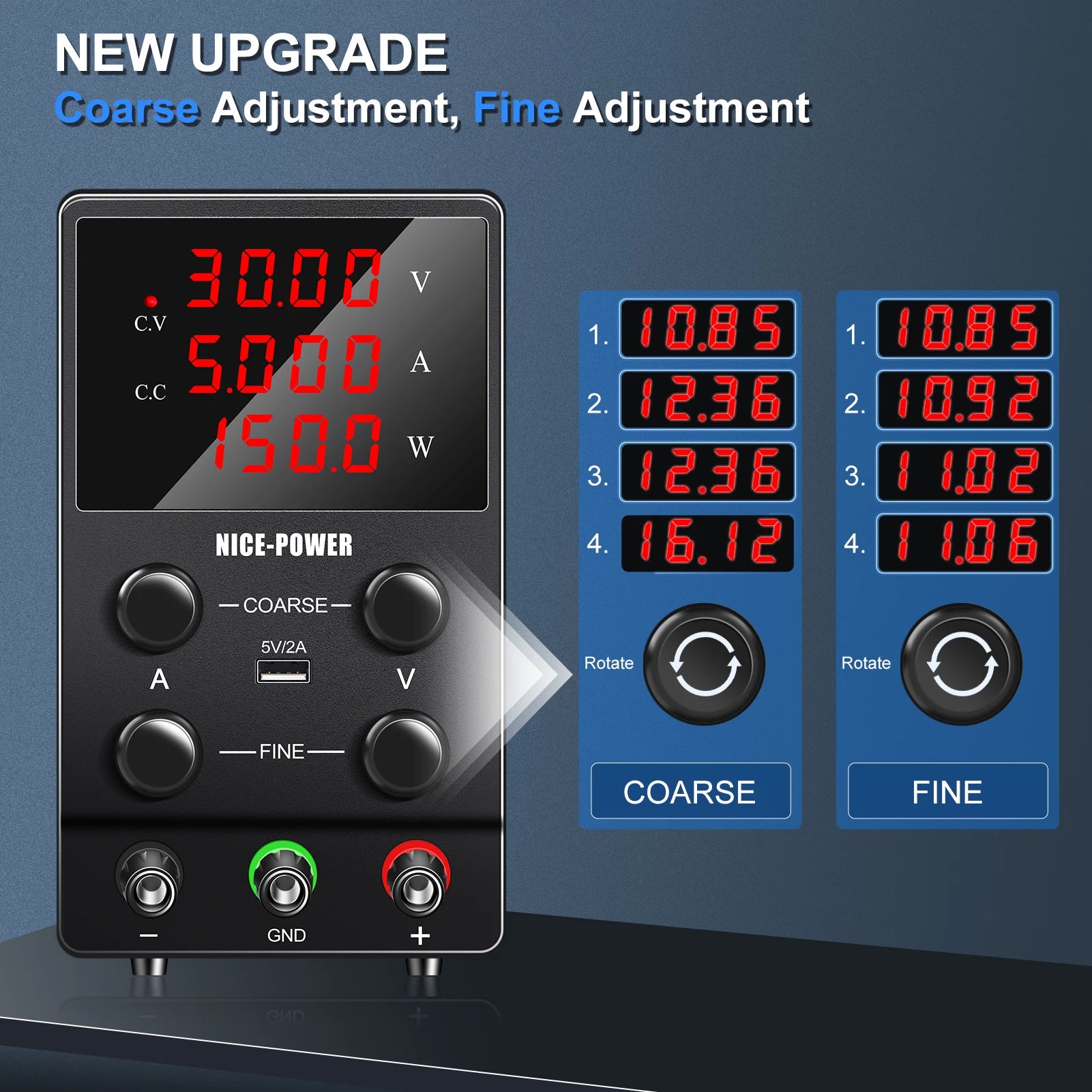 Adjustable Lab Power Supply 30V10A 5A 120V Switching Bench Power Supplies DC Power Supply USB Interface Repair Voltage Regulator