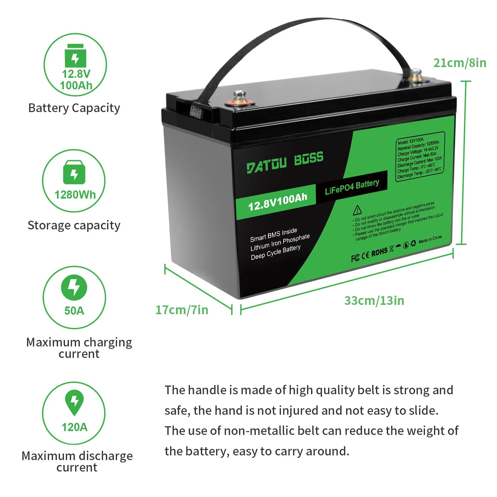 DATOUBOSS Lithium Battry 12V100A200A300A LiFePO4 battery rechargeable Solar Generator With BMS Solar Storage System Deep Cycle