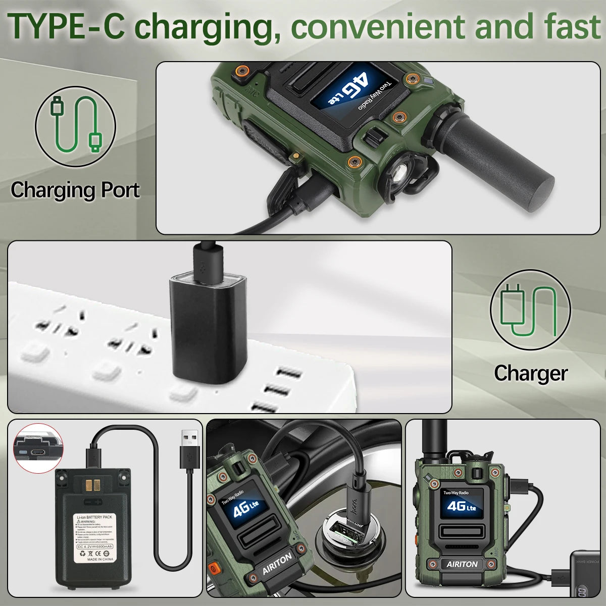 2X AI-G7 Global Network POC Radio Walkie Talkie 4G WiFi Unlimited Range Type-C Long Range Sim Card Two Way Radio for Hunting