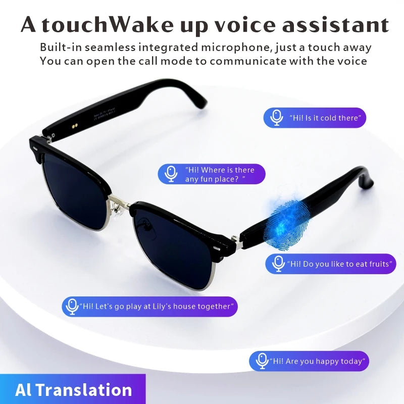 SENBONO Smart Glasses AI Translation Glasses 100+ Languages Real-time Translation Bluetooth Music Built-in Mic & Speakers