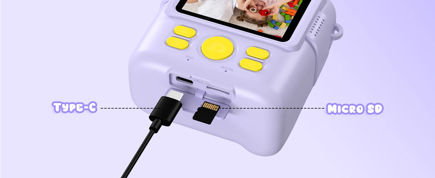 Gofunly Children's Instant Print Camera Thermal Printing Digital Camera 2.4" 1080P Camera Toy For 6-12 Years