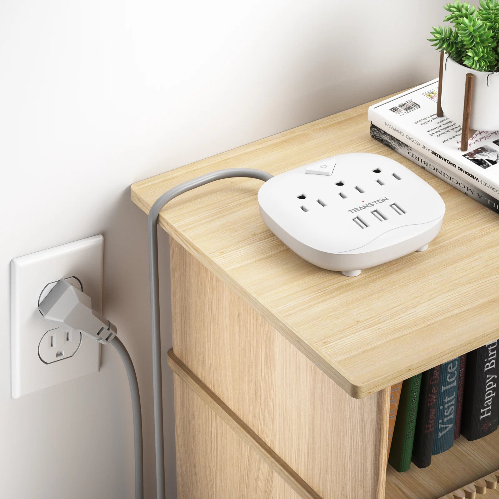 TRANSTON power strip with switch, 3power strip, 3 USB Ports, 3.3ft Extension Cord, Quick Charge, Fire Resistant, For Home