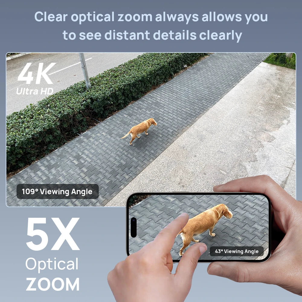 Vikylin Hikvision compatible 8MP 5X Zoom PTZ IP Camera with 2-Way Audio MD2.0 IP66 Outdoor Video Surveillance Camera Onvif CCTV