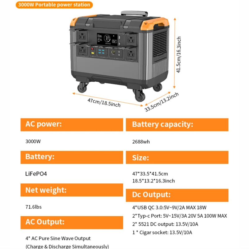 （Fast Delivery）3000w Portable Power Station Portable Generator 2400w 1200w 600w With Solar Panel (multiple options) Camping