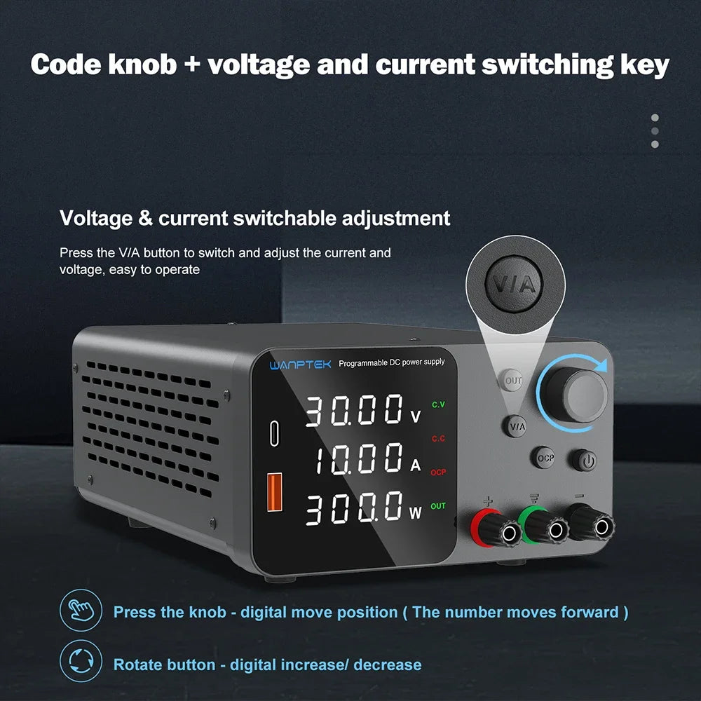 Wanptek Adjustable Lab DC power supply 30V 5A 10A 60V 5A Bench Power Source Stabilized Voltage USB power supply 120V 3A 160V 2A