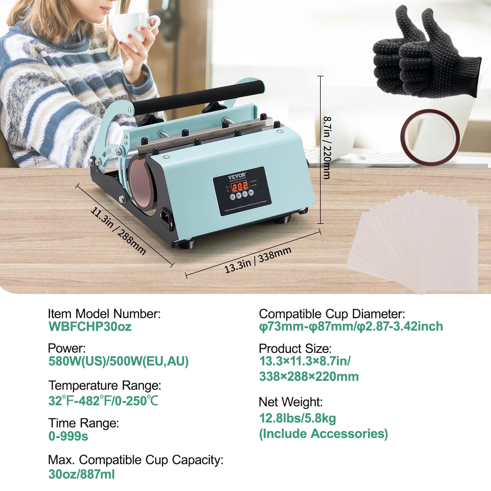 VEVOR Tumbler Heat Press Machine 2 Station Heaters 11-30oz Mug Press Tumbler Press for Sublimation Tumblers Cups and Mug 19.6lbs