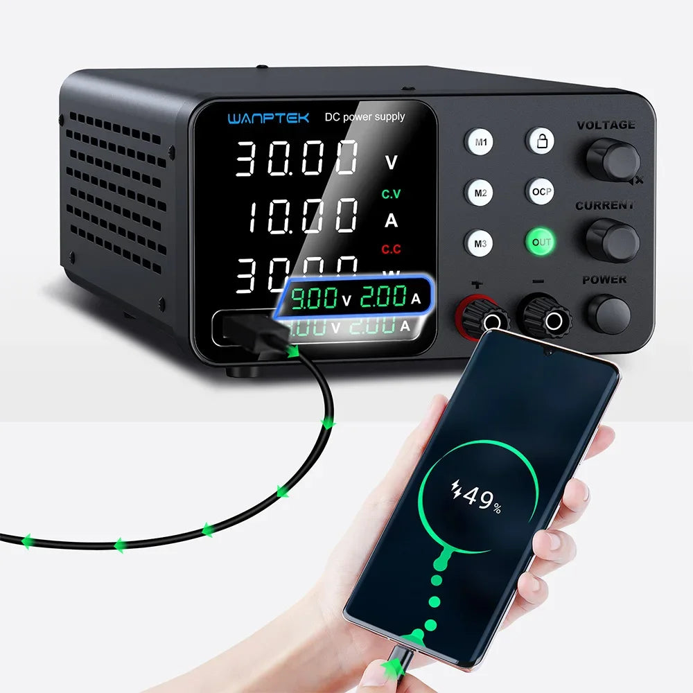 Wanptek Adjustable Lab DC power supply 30V 5A 10A 60V 5A Bench Power Source Stabilized Voltage USB power supply 120V 3A 160V 2A