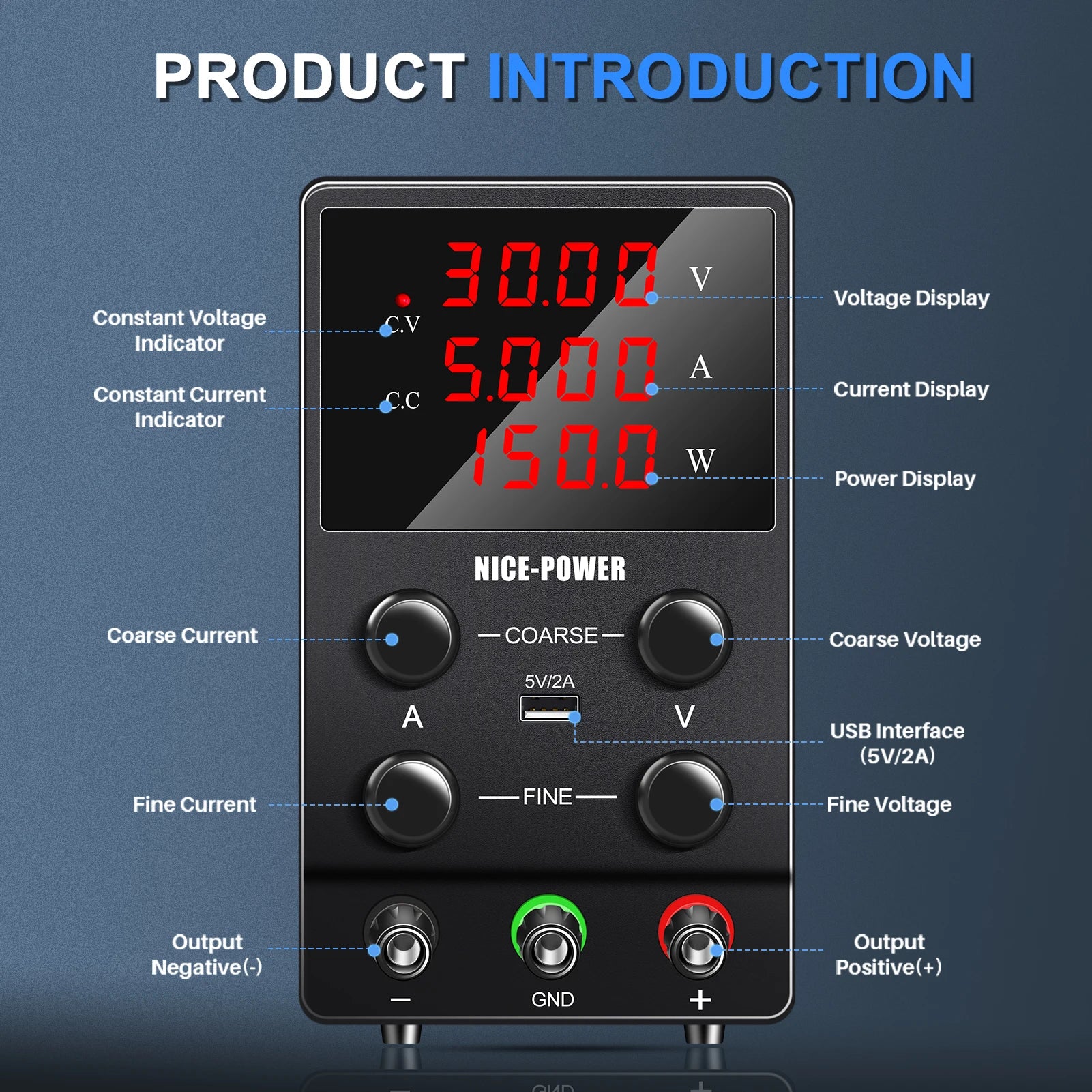 Adjustable Lab Power Supply 30V10A 5A 120V Switching Bench Power Supplies DC Power Supply USB Interface Repair Voltage Regulator