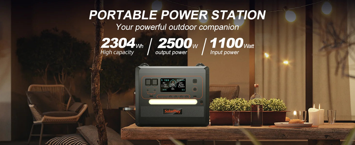 Solar Generator 2160WH 2304WH Long-life LiFePO4 Portable Power Station & 200W Solar Panel  for Home Campervan Up to 2400W Output