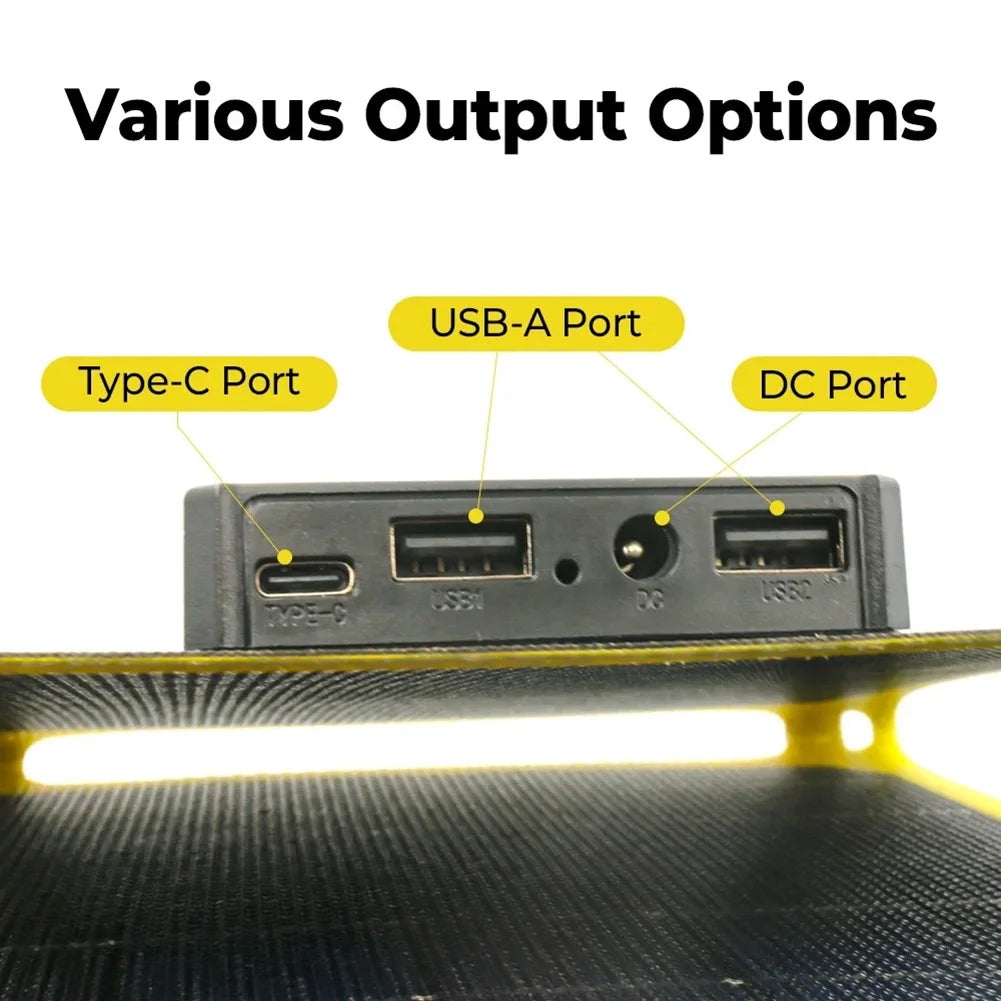 30W/40W 5V Solar Panel PD 20W QC 3.0 5V 9V 12V Foldable Solar Power Bank Type C USB-A DC Output Portable Battery Phone Charger