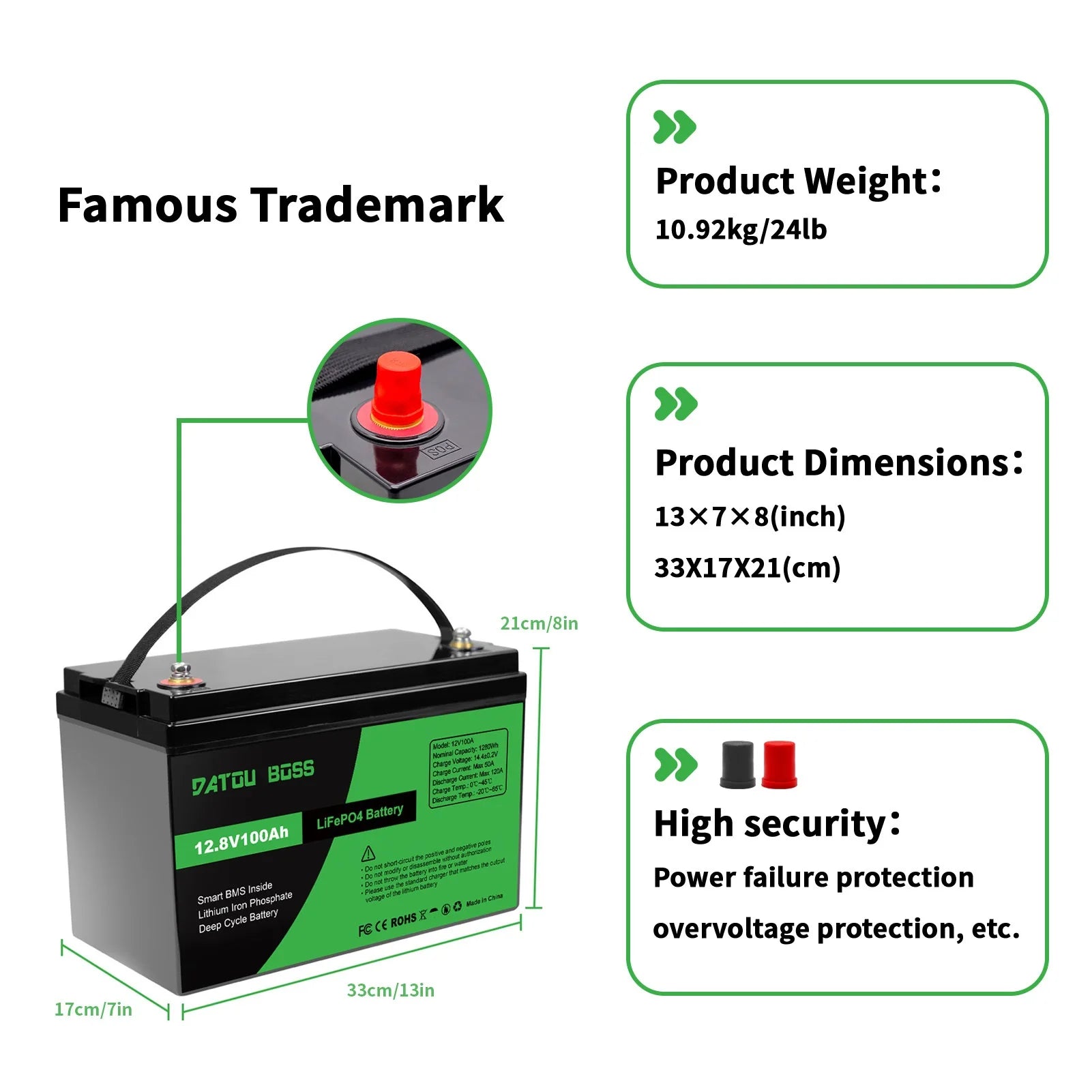 DATOUBOSS Lithium Battry 12V100A200A300A LiFePO4 battery rechargeable Solar Generator With BMS Solar Storage System Deep Cycle