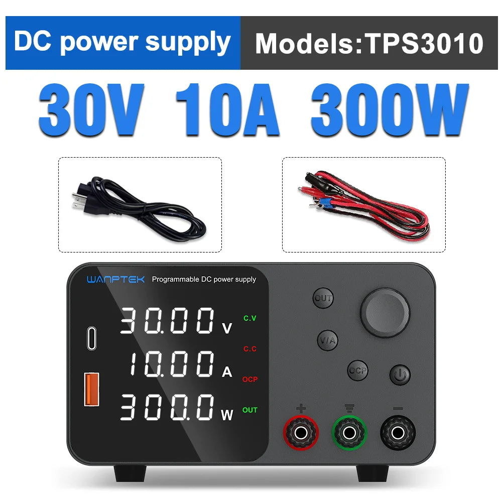 Wanptek Adjustable Lab DC power supply 30V 5A 10A 60V 5A Bench Power Source Stabilized Voltage USB power supply 120V 3A 160V 2A