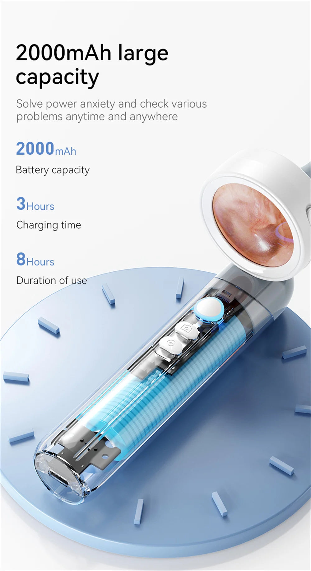 Otoscope Ear Camera with 1.38'' Screen1080P Ear Scope with 4 LEDs Support Photo and Video Ideal Pocket Otoscope for Adults Kids
