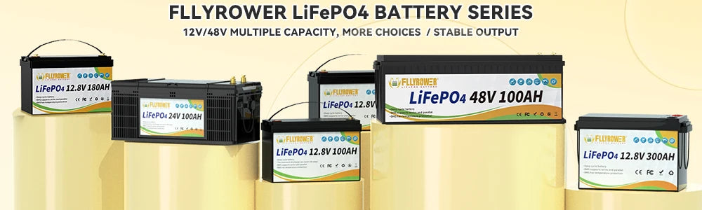 FLLYROWTH 12V 100Ah LiFePo4 Lithium Battery Pack 100A BMS For RV Boat Motors Inverter Solar Wind Lithium Iron Phosphate Battery