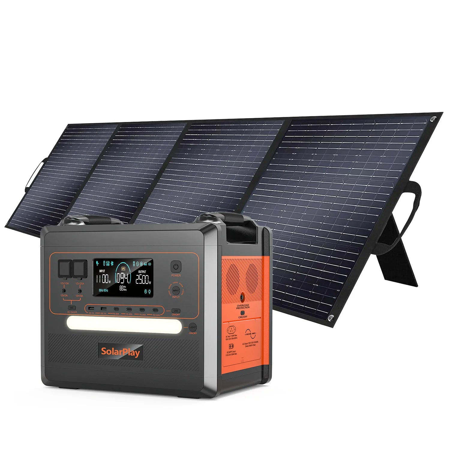 Solar Generator 2160WH 2304WH Long-life LiFePO4 Portable Power Station & 200W Solar Panel  for Home Campervan Up to 2400W Output