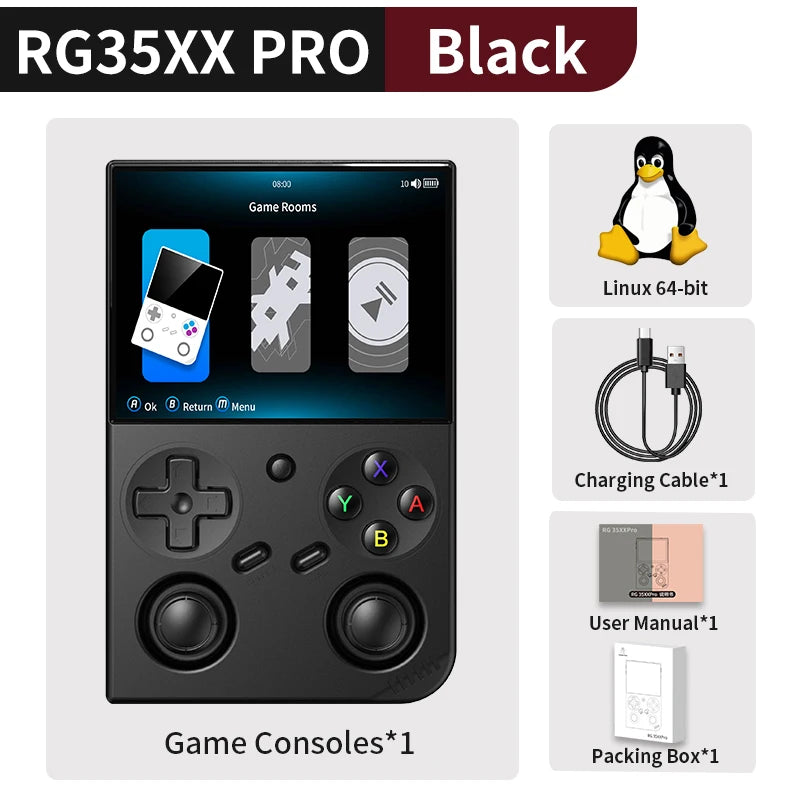 Anbernic RG 35XXPro Retro Handheld Game Console 3.5" IPS Screen Linux 64bit 3200mAh Gaming Player Support RixelHK WiFi Streaming