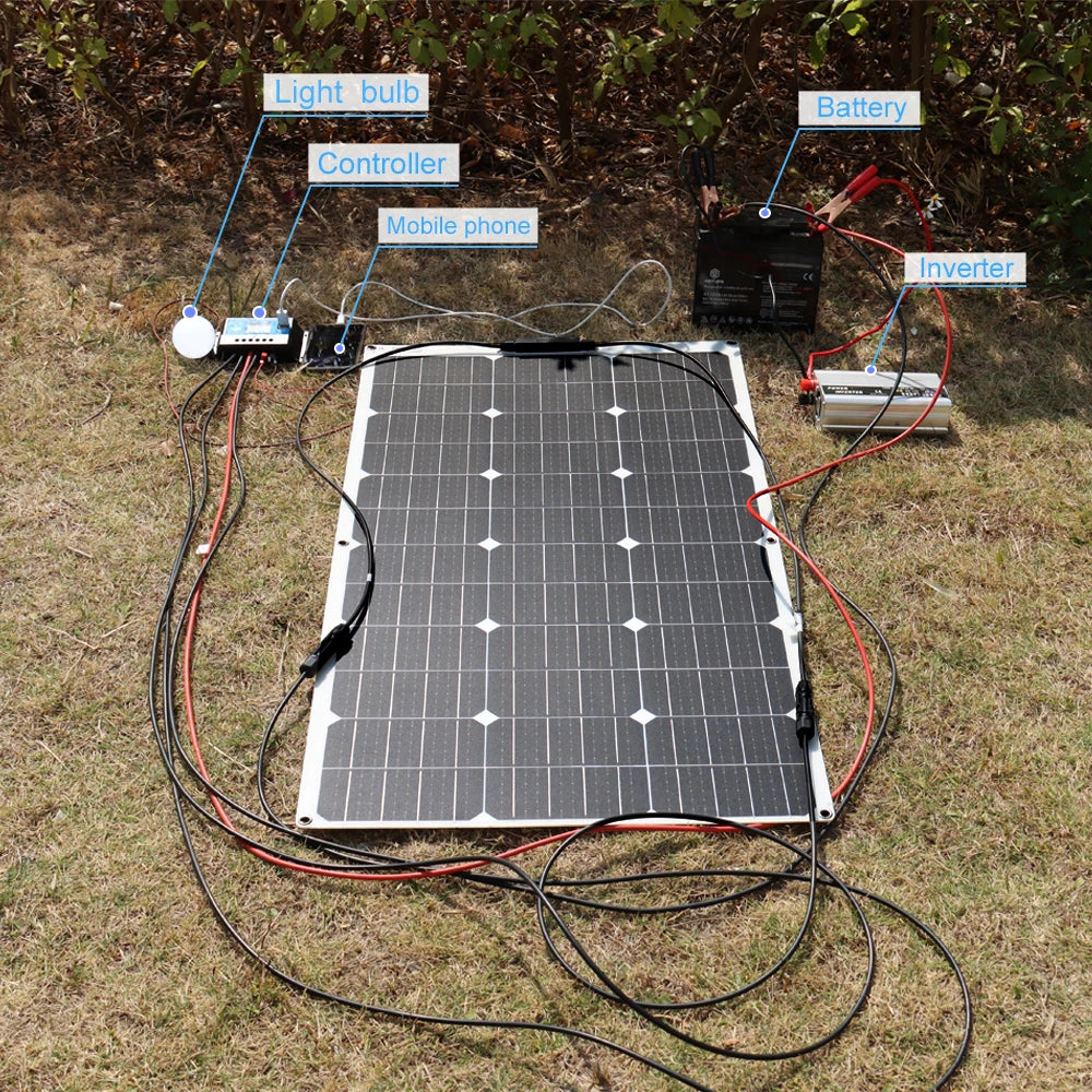 XINPUGUANG Flexible Solar Panel OR Monocrystalline Solar Battery Charger Kit Off- Grid System 1000W, 600W,400W,200W,100W