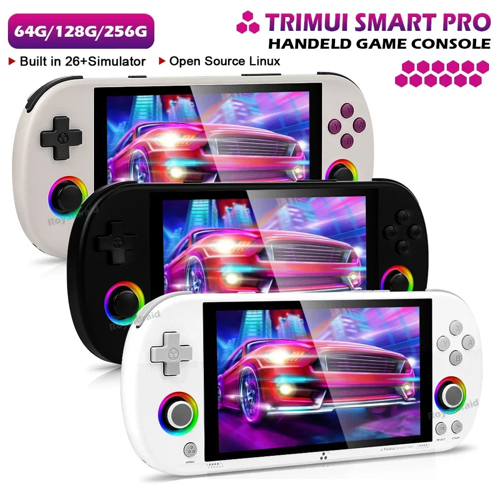 Trimui Smart Pro Handheld Game Console 4.96''IPS Screen Joystick RGB Lighting Linux System Smartpro Retro Video Game Player Gift