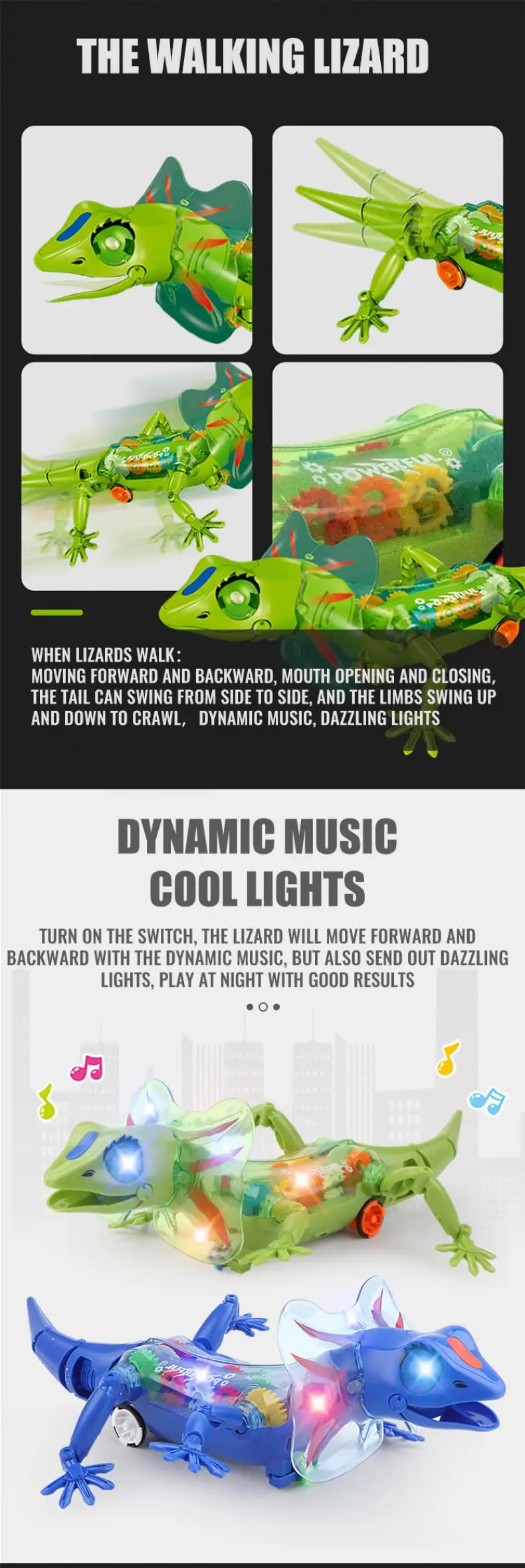 Electronic Pets Lizard Walking Electronic Animal Baby Crawling Friend Interactive Robotic Model Sounds Lights Children Toys