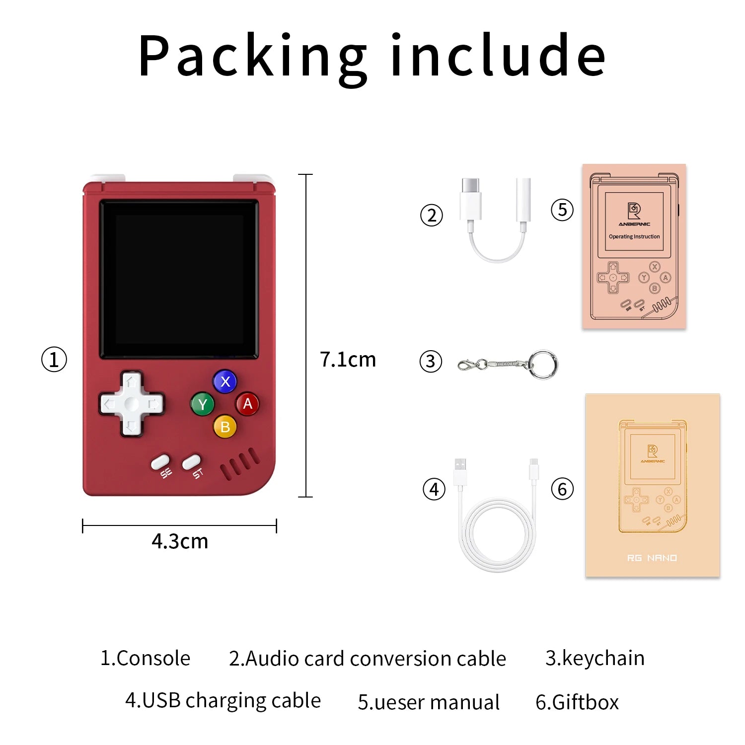 ANBERNIC G Nano Handheld Game Console Portable Retro Video Games Consoles Hand Held Aluminum Alloy CNC Music Player 1.54Inch IPS
