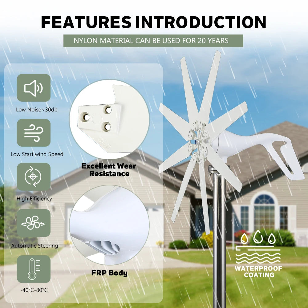US EU Delivery1000W Horizontal Turbine 12V/24V/48V Low Noise Household 220V Poland Brazil Russia Warehouse Rapid Delivery