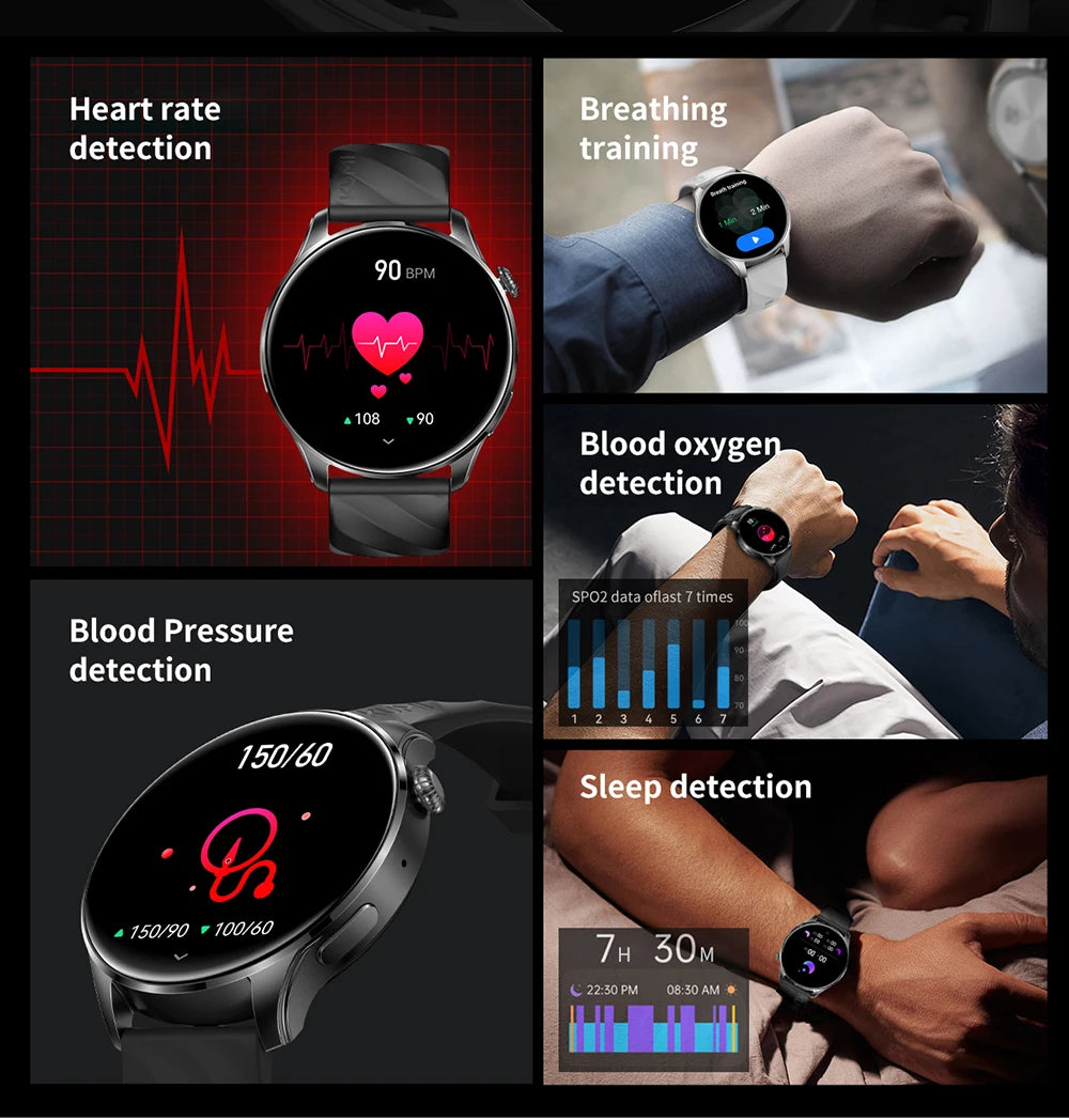 KUMI GW3 Pro Smartwatch 1.43" AMOLED Display IP68 Waterproof Bluetooth 5.2 Fitness Watch Heart Rate Blood Oxygen Tracker