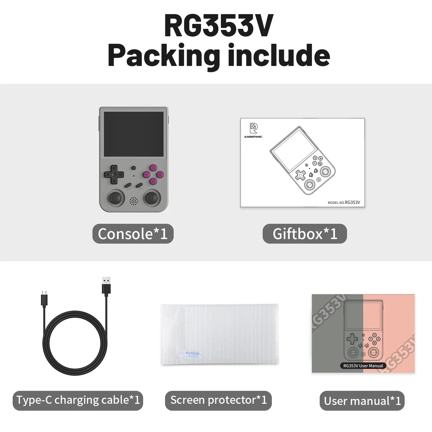 ANBERNIC RG353V RG353VS Handheld Game Console 3.5'' IPS Screen HDMI Output Android Linux OS Supports Wift Built-in 20000 Games