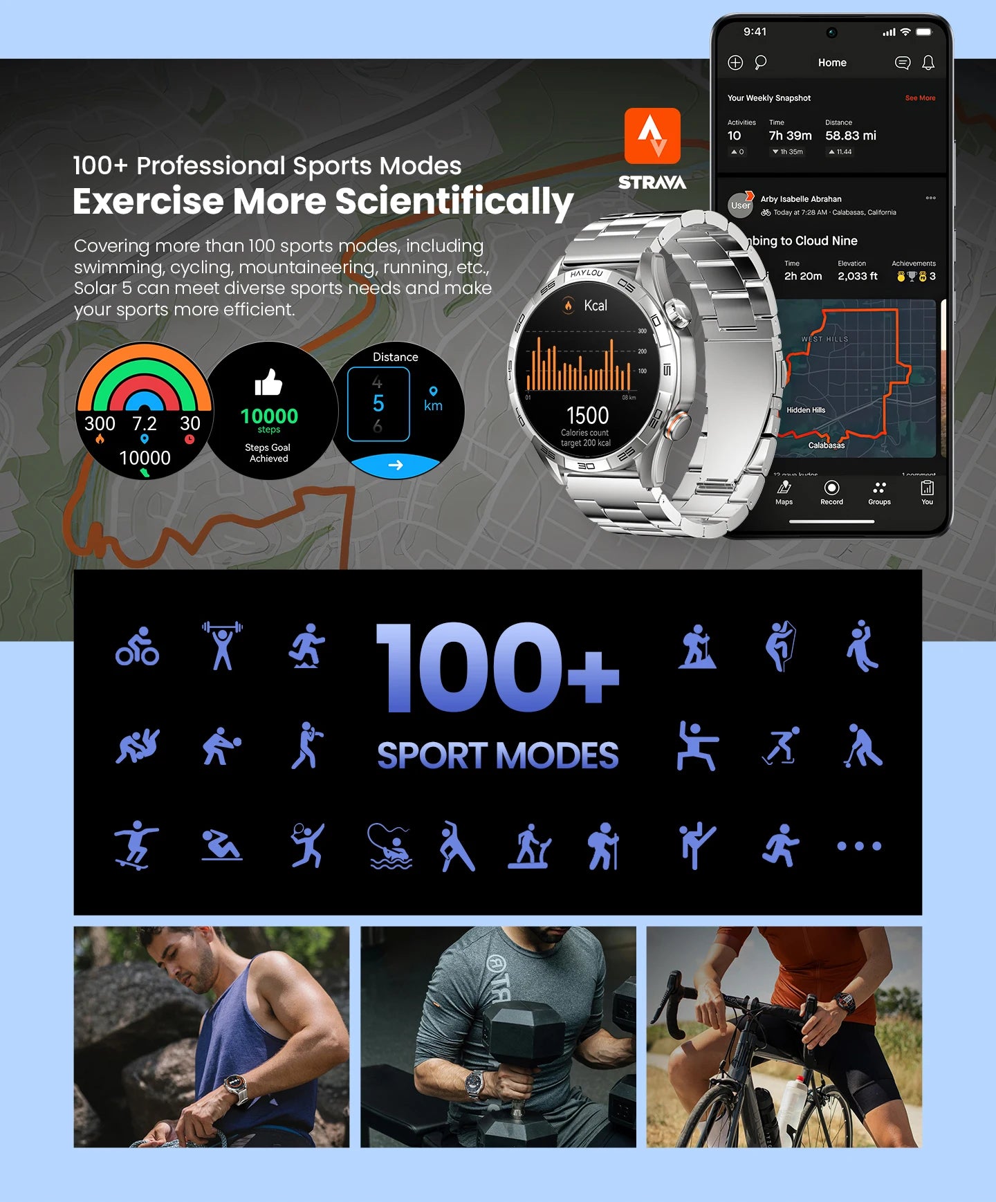 HAYLOU Solar 5 Smartwatchs 1.58'' AMOLED Display 60Hz Smart Watch Voice Calling 24H Health Monitoring Sports Smartwatch for Men