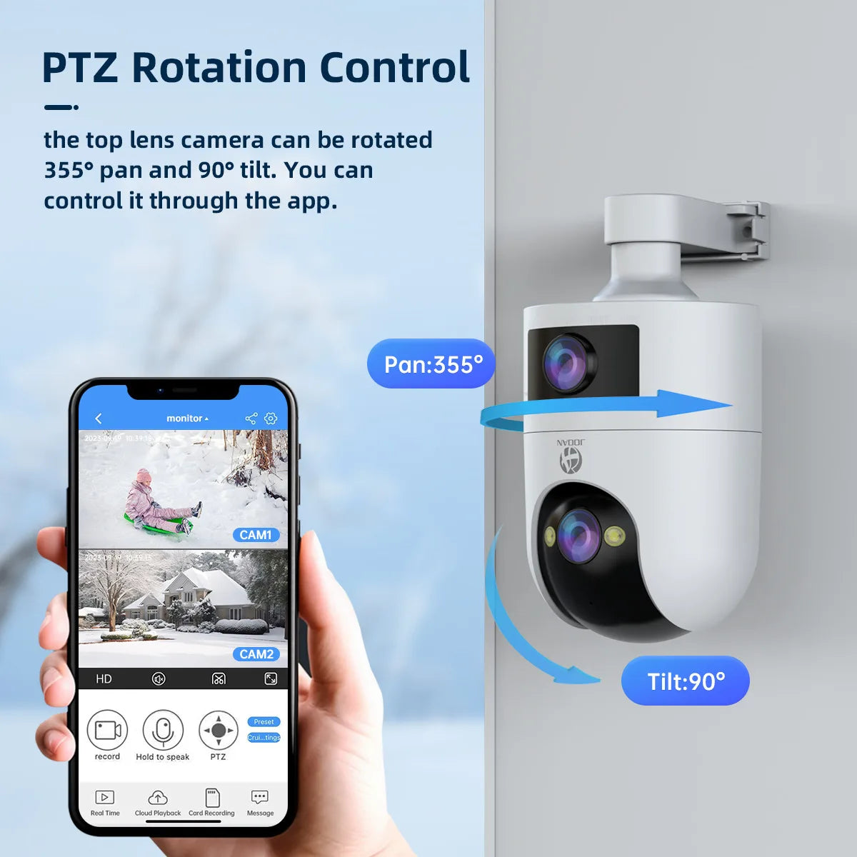 JOOAN 6MP HD 5G WiFi Outdoor Camera Dual Lens Dual Screen Home Security PTZ IP Camera Auto Tracking Video Surveillance Camera