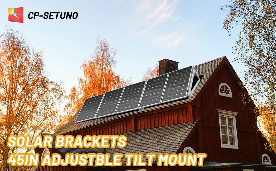 CP-SETUNO 45in Adjustable Solar Panel Tilt Mount Brackets Support up to 100W-500 Watt Solar Panel for Any Flat Surface, Roof, RV