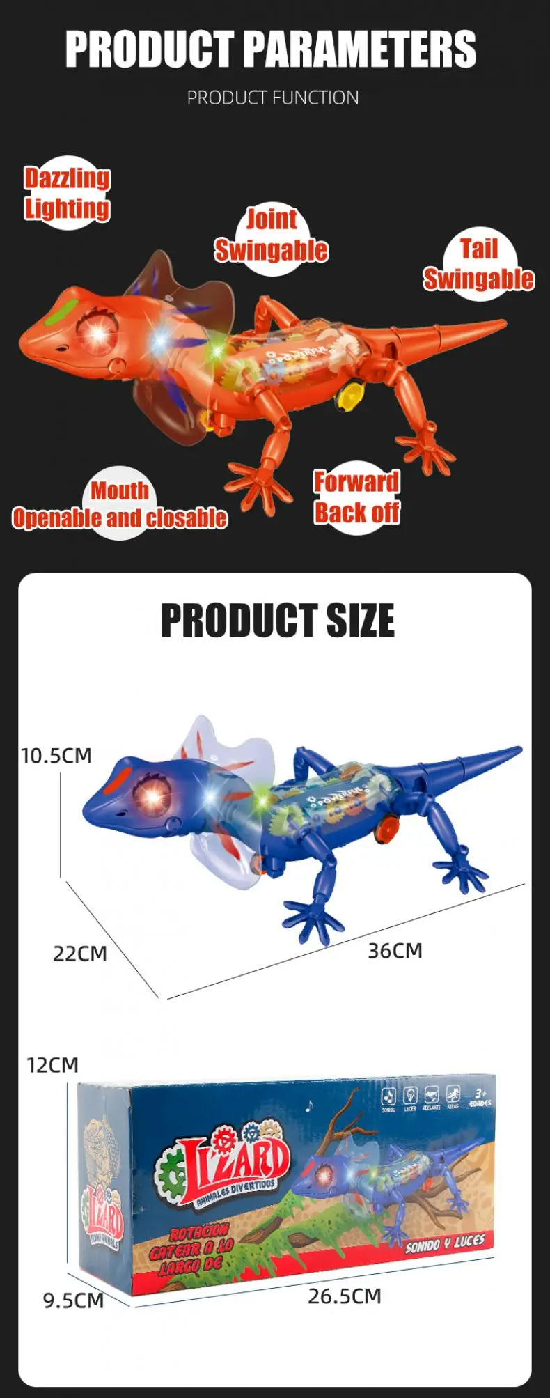 Electronic Pets Lizard Walking Electronic Animal Baby Crawling Friend Interactive Robotic Model Sounds Lights Children Toys